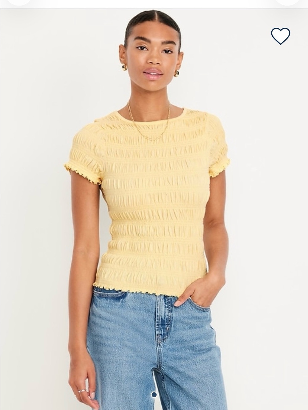 NEW Old Navy Slit-Neck Smocked Top Size XXL Tall Color Sweet Butter